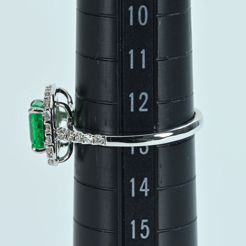 【中古】K18WG EMERALDエメラルドリング E1.00ct D0.38ct 3.6g #13