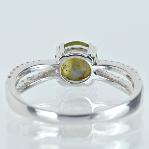 【中古】K18WG CATS EYE クリソベリルキャッツアイリング CE1.76ct D0.20ct 3.1g #13.5