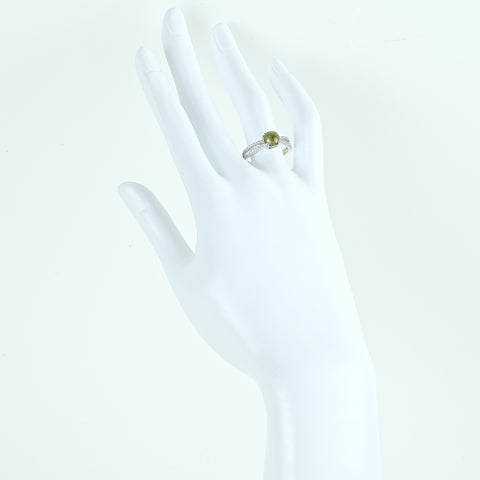 【中古】K18WG CATS EYE クリソベリルキャッツアイリング CE1.76ct D0.20ct 3.1g #13.5