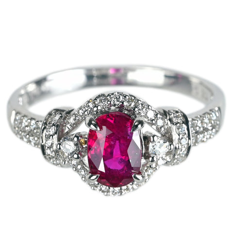 K18WG RUBYルビーリング R1.06ct D0.29ct 2.8g #14