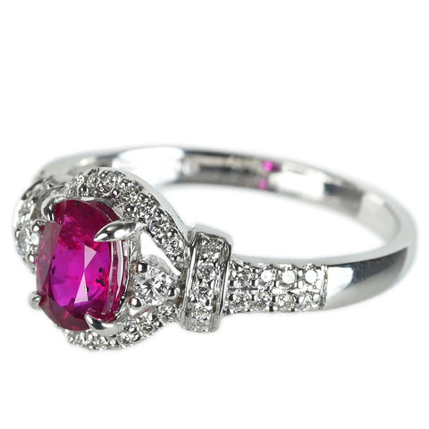 K18WG RUBYルビーリング R1.06ct D0.29ct 2.8g #14