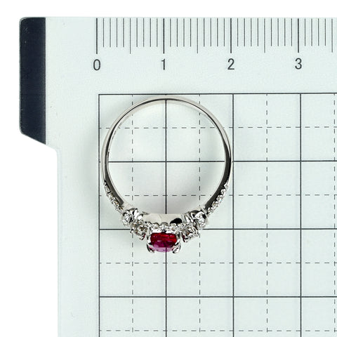 K18WG RUBYルビーリング R1.06ct D0.29ct 2.8g #14