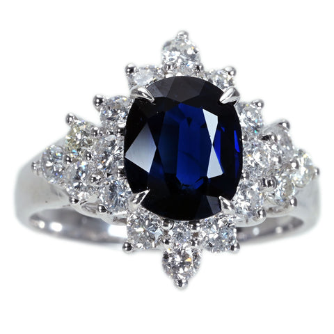 【中古】K18WG SAPPHIRE サファイアリング S2.08ct D0.98ct 4.8g #13