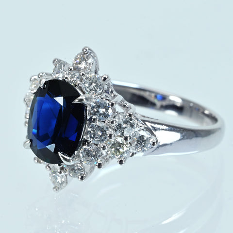【中古】K18WG SAPPHIRE サファイアリング S2.08ct D0.98ct 4.8g #13
