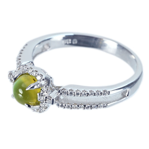 【中古】K18WG CATS EYE RING クリソベリルキャッツアイリング CE1.05ct D0.24ct 3.9g #13.5
