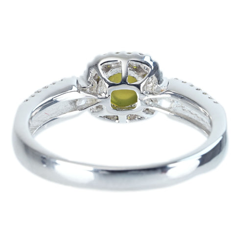 【中古】K18WG CATS EYE RING クリソベリルキャッツアイリング CE1.05ct D0.24ct 3.9g #13.5