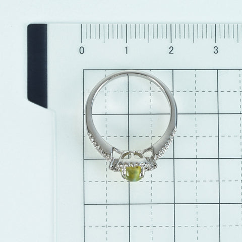 【中古】K18WG CATS EYE RING クリソベリルキャッツアイリング CE1.05ct D0.24ct 3.9g #13.5