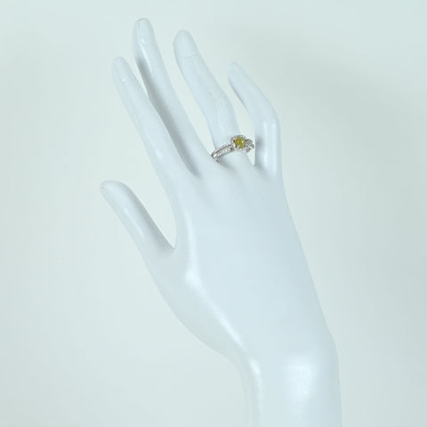 【中古】K18WG CATS EYE RING クリソベリルキャッツアイリング CE1.05ct D0.24ct 3.9g #13.5