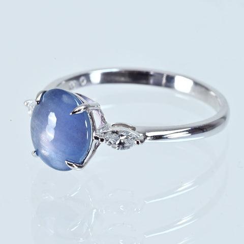 【中古】K18WG STAR SAPPHIRE スターサファイアリング SS2.067ct D0.16ct 2.2g #13.5