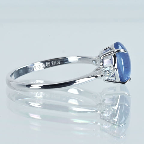 【中古】K18WG STAR SAPPHIRE スターサファイアリング SS2.067ct D0.16ct 2.2g #13.5
