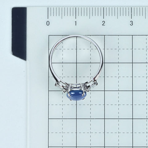 【中古】K18WG STAR SAPPHIRE スターサファイアリング SS2.067ct D0.16ct 2.2g #13.5