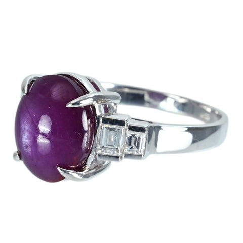 【中古】K18WG STAR RUBY スタールビ－リング SR6.30ct D0.40ct 4.9g #13.5