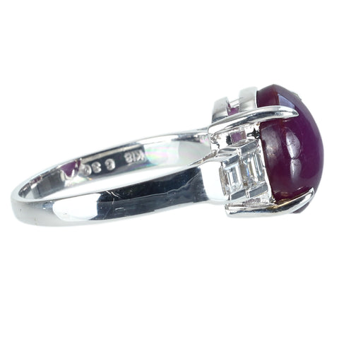 【中古】K18WG STAR RUBY スタールビ－リング SR6.30ct D0.40ct 4.9g #13.5