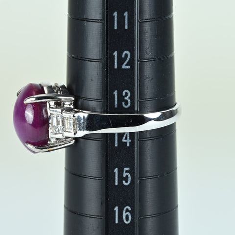 【中古】K18WG STAR RUBY スタールビ－リング SR6.30ct D0.40ct 4.9g #13.5