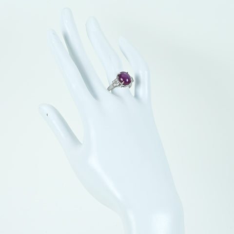 【中古】K18WG STAR RUBY スタールビ－リング SR6.30ct D0.40ct 4.9g #13.5
