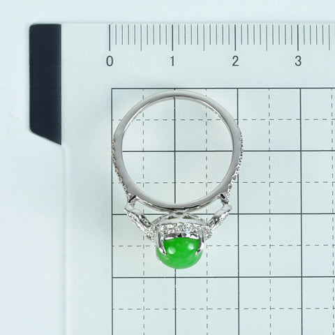 【中古】K18WG JADEITE ヒスイリング J2.53ct D0.43ct 5.0g #13.5
