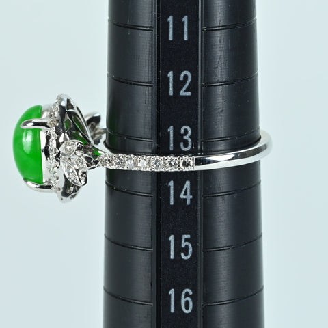 【中古】K18WG JADEITE ヒスイリング J2.53ct D0.43ct 5.0g #13.5
