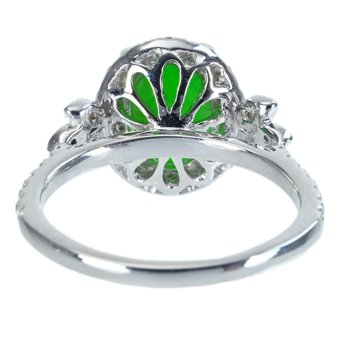 【中古】K18WG JADEITE ヒスイリング J2.53ct D0.43ct 5.0g #13.5