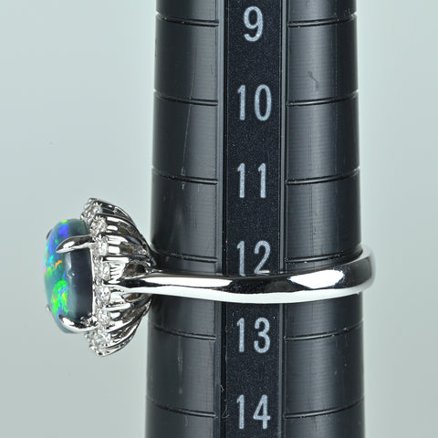 【中古】K18WG BLACK OPAL ブラックオパールリング BO1.85ct D0.28ct 4.0g #12