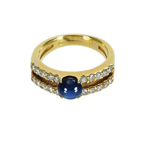 【中古】K18YG STAR SAPPHIREスターサファイアリング SS1.56ct D0.52ct 8.7g #14