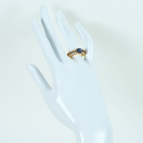 【中古】K18YG STAR SAPPHIREスターサファイアリング SS1.56ct D0.52ct 8.7g #14