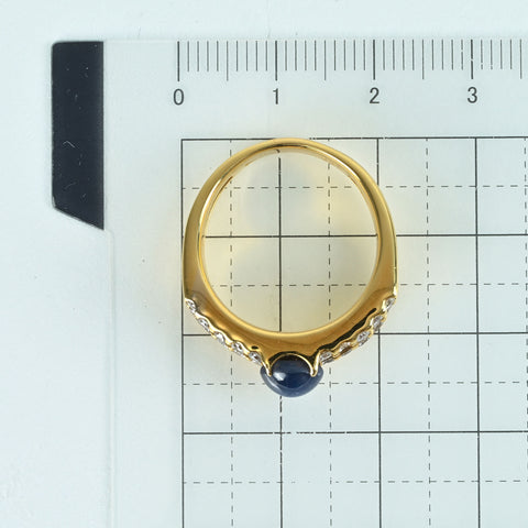 【中古】K18YG STAR SAPPHIREスターサファイアリング SS1.56ct D0.52ct 8.7g #14
