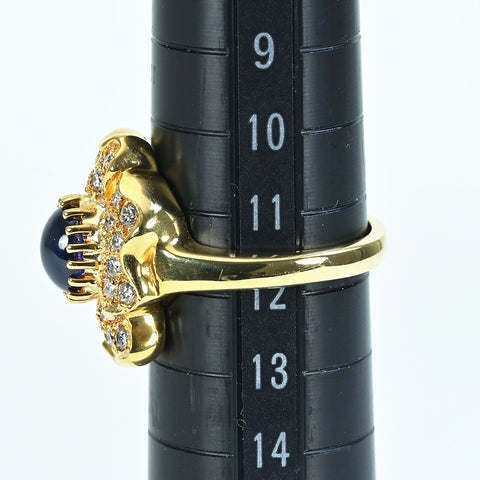 【中古】K18YG SAPPHIREカボッションカットサファイアリング S1.44ct D0.43ct 9.7g #12