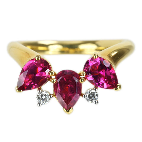 【中古】K18YG GARNET ガーネットリング 1.18ct D0.03ct 4.9g #10
