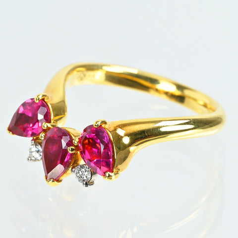 【中古】K18YG GARNET ガーネットリング 1.18ct D0.03ct 4.9g #10