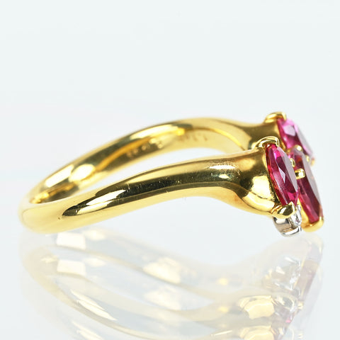 【中古】K18YG GARNET ガーネットリング 1.18ct D0.03ct 4.9g #10