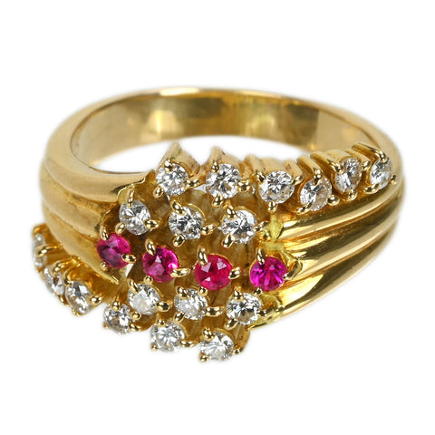 【中古】K18YG RUBY ＆ DIAMOND ルビー・ダイヤモンドリング R0.16ct D0.50ct 6.1g #9