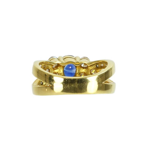 【中古】 K18YG SAPPHIRE RING サファイアリング S0.91ct D0.80ct 6.8g #12.5