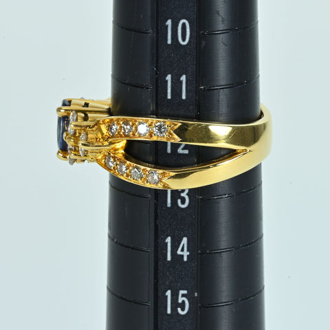 【中古】 K18YG SAPPHIRE RING サファイアリング S0.91ct D0.80ct 6.8g #12.5