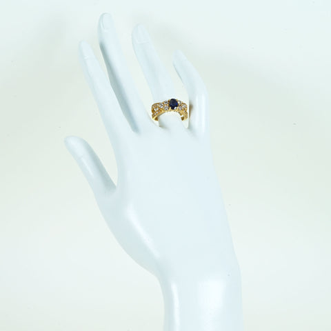 【中古】 K18YG SAPPHIRE RING サファイアリング S0.91ct D0.80ct 6.8g #12.5