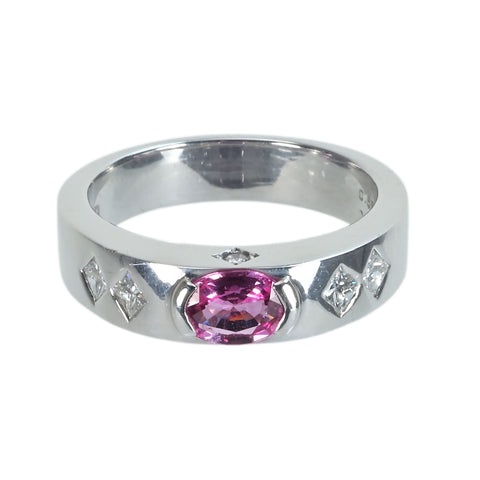 【中古】K18WG ピンクサファイアリングPS0.656ct D0.45ct 7.4g #14