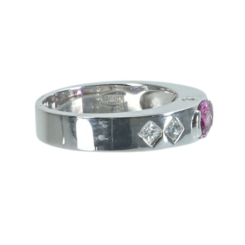 [Pre-owned] K18WG Pink Sapphire Ring PS 0.656ct D 0.45ct 7.4g #14 