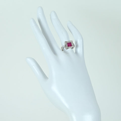 Pre-owned 18K White Gold Ruby Diamond Reversible Ring, 0.90ct R, 0.25ct D, 6.9g, #12 
