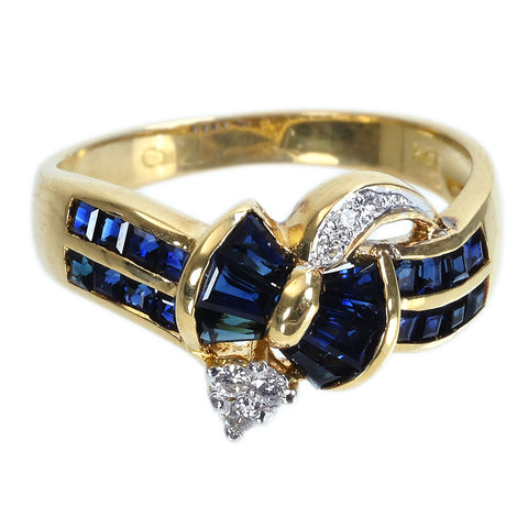 【中古】18KYG SAPPHIREサファイアリング 2.6g #8