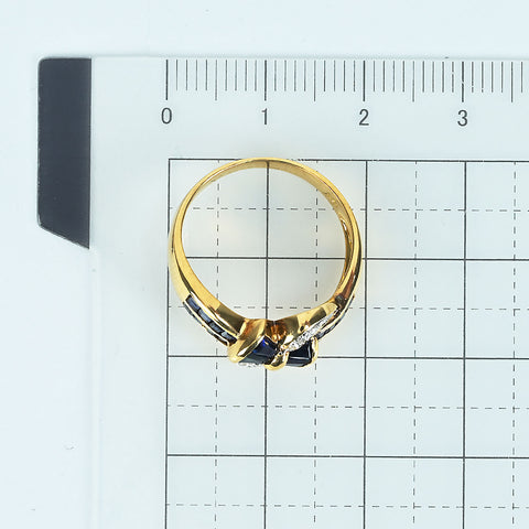 【中古】18KYG SAPPHIREサファイアリング 2.6g #8