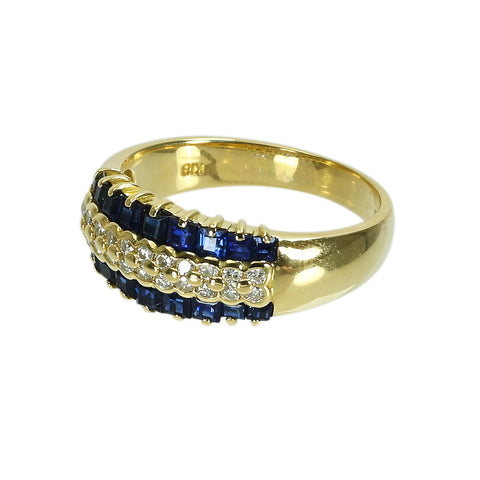 【中古】K18YG SAPPHIREサファイアリング S1.10ct D0.23ct 4.9g #12
