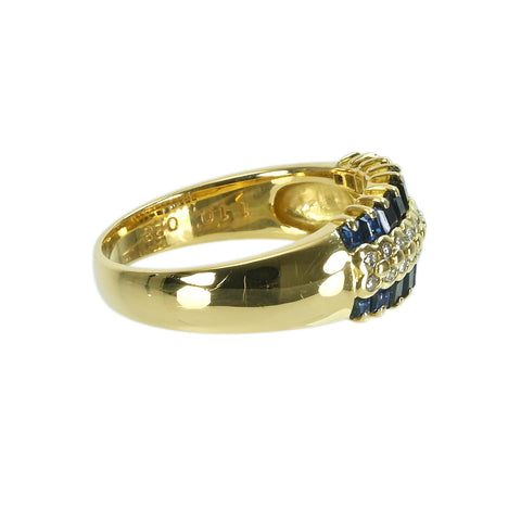 【中古】K18YG SAPPHIREサファイアリング S1.10ct D0.23ct 4.9g #12