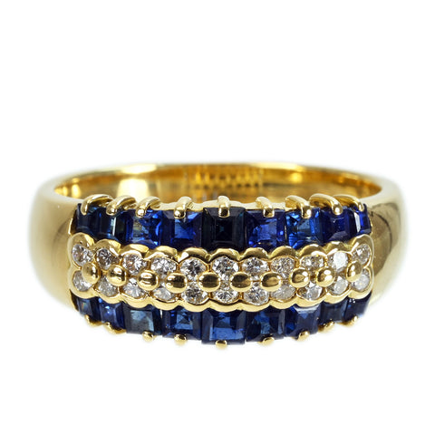 【中古】K18YG SAPPHIREサファイアリング S1.10ct D0.23ct 4.9g #12