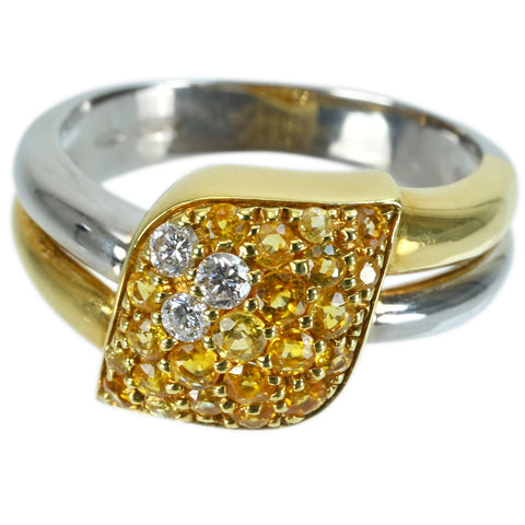 【中古】BIBIGI ビービージー K18YG イエローサファイア/ダイヤモンドリング 8.5g #15