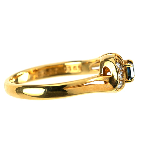 【中古】POLA ポーラ K18YG サファイヤリング S0.17ct D0.12ct 4.3g #14