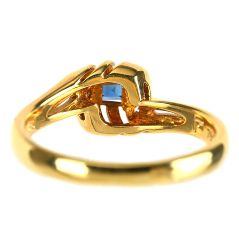 【中古】POLA ポーラ K18YG サファイヤリング S0.17ct D0.12ct 4.3g #14