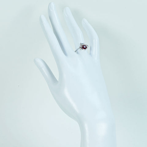 Pre-owned 18K White Gold Unheated Ruby Ring with AIGS Pigeon Blood Certificate, 1.03ct, D0.29ct, 1.9g, #14 