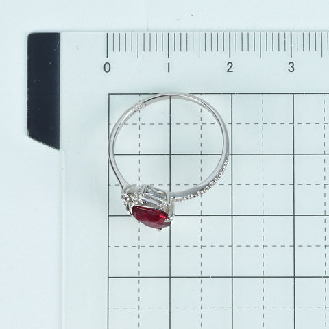 Pre-owned 18K White Gold Unheated Ruby Ring with AIGS Pigeon Blood Certificate, 1.03ct, D0.29ct, 1.9g, #14 