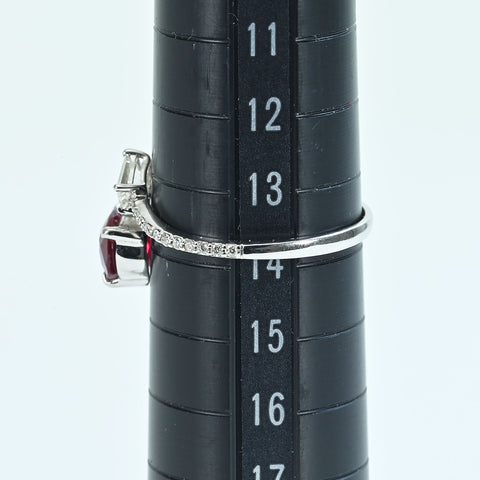 Pre-owned 18K White Gold Unheated Ruby Ring with AIGS Pigeon Blood Certificate, 1.03ct, D0.29ct, 1.9g, #14 