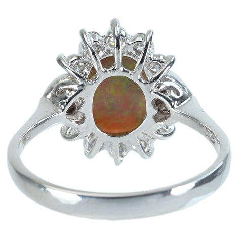 [Pre-owned] K18WG OPAL Black Opal Ring, BO 1.50ct, D 0.38ct, 3.5g, #13.5 