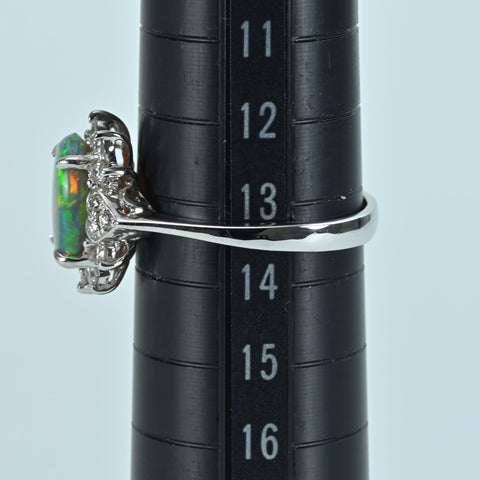 [Pre-owned] K18WG OPAL Black Opal Ring, BO 1.50ct, D 0.38ct, 3.5g, #13.5 